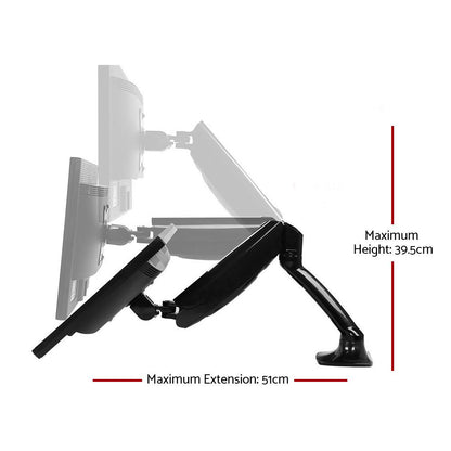 Artiss Gas Spring Monitor Arm – Sleek, Adjustable Mount for Single Screens (10”–27”)