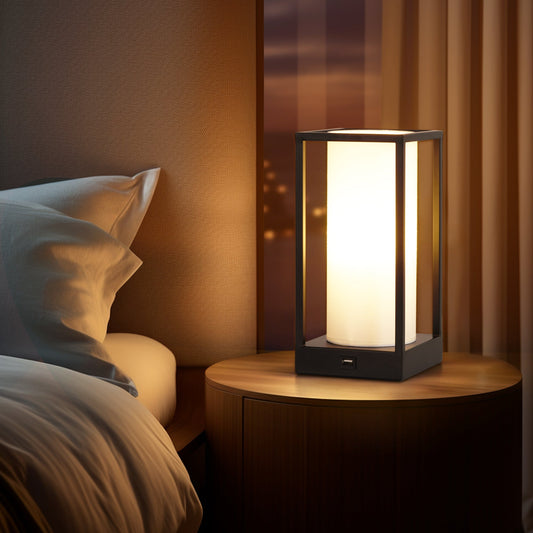 Hokkaido Table Lamp with USB Charger – Glass RGB Accent Light for Desk or Nightstand