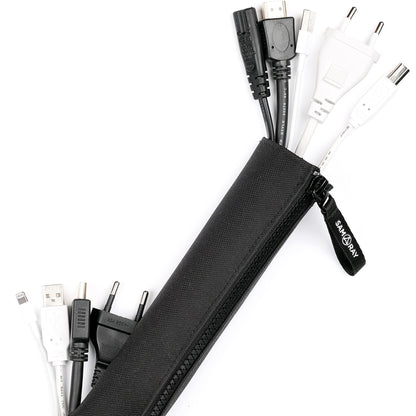 Zippered Cable Sleeve Organizer – Flexible Wrap for Clean Desk & Tech Setups (47in)