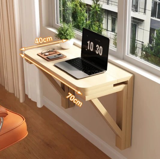 FoldAway™ Wall-Mounted Desk – Minimalist Space-Saving Workstation with Storage Shelf