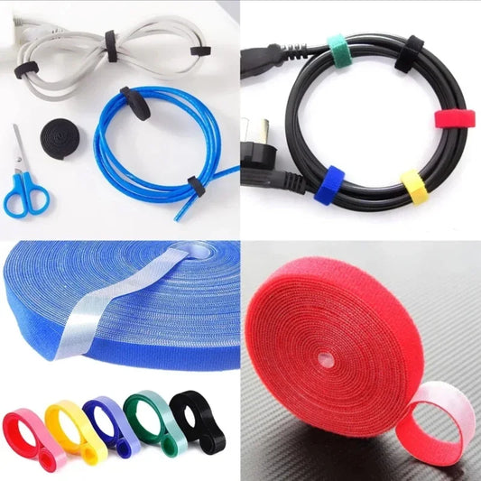 Velcro Cable Wrap (1–5M Roll) – Reusable Wire Organizer for Desk, Earphones & Tech Gear 1/5M Cable Organizer Cable Management Wire Winder Tape Earphone Mouse