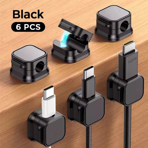 Magnetic Cable Clip Set (6-Pack) – Adjustable Cord Holders for Desks & Workspaces