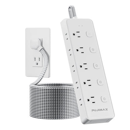10-Outlet Braided Cable Surge Protector (1.5M) – Desk-Ready Power Hub
