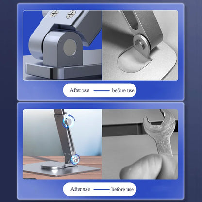 360° Aluminum Tablet Stand | Foldable Desk Riser with Adjustable Height & Angle