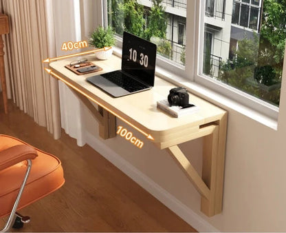 FoldAway™ Wall-Mounted Desk – Minimalist Space-Saving Workstation with Storage Shelf