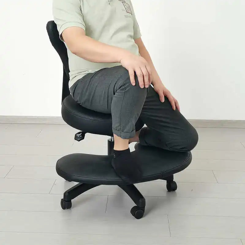 Ergonomic Cross-Legged Desk Chair with Wheels – Adjustable Seat for Home or Office