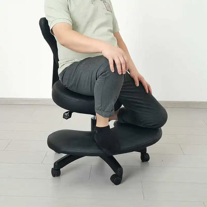 Ergonomic Cross-Legged Desk Chair with Wheels – Adjustable Seat for Home or Office
