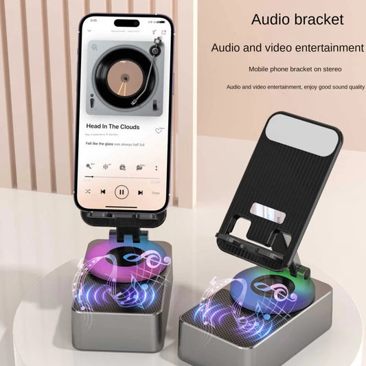 3-in-1 Phone Stand with Bluetooth Speaker & Power Bank – Rotating Dock for Desk & Travel
