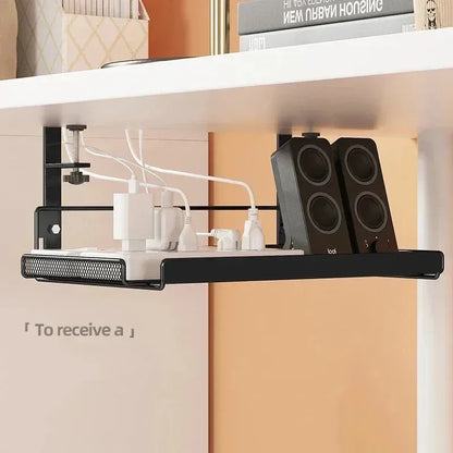 Under-Desk Mesh Cable Tray – No-Drill Metal Organizer for Wires & Power Strips