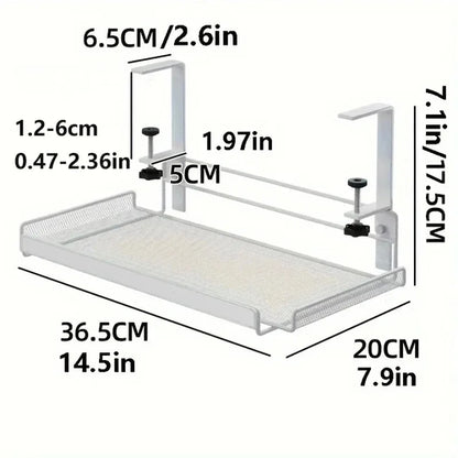 Under-Desk Mesh Cable Tray – No-Drill Metal Organizer for Wires & Power Strips