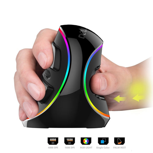 RGB Vertical Wired Mouse – Ergonomic Gaming Mouse with Adjustable DPI & LED Glow