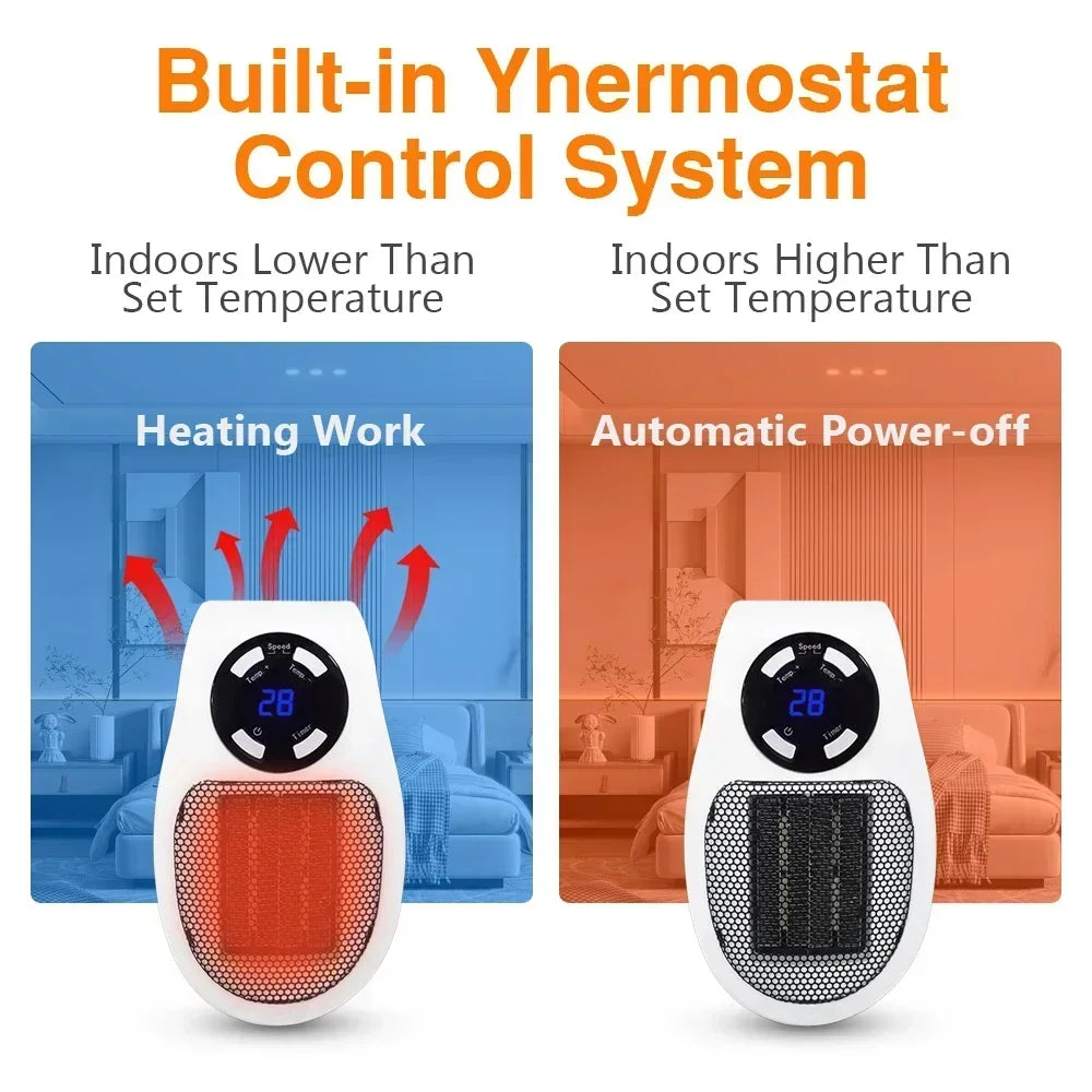 Remote for Wall Plug Mini Heater with Digital Thermostat & Timer – 450W Compact Heat Boost