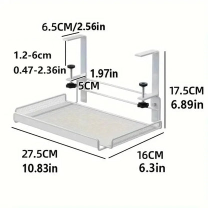 Under-Desk Mesh Cable Tray – No-Drill Metal Organizer for Wires & Power Strips