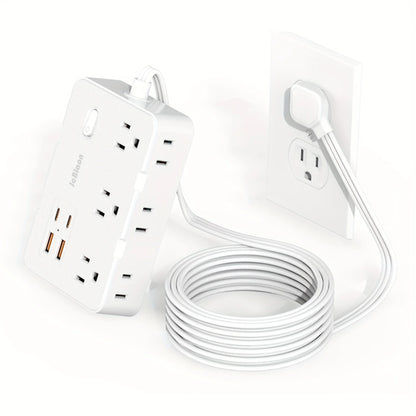 Ultra Slim Surge Protector with 6 Outlets + 4 USB Ports (2 USB-C) – 5ft Cord
