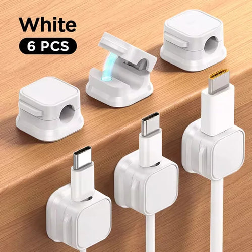 Magnetic Cable Clip Set (6-Pack) – Adjustable Cord Holders for Desks & Workspaces
