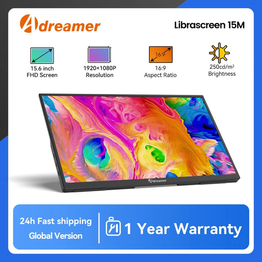 15.6” Portable Monitor – Full HD 1080P USB-C Display for Dual-Screen Productivity & Gaming