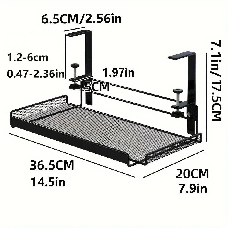 Under-Desk Mesh Cable Tray – No-Drill Metal Organizer for Wires & Power Strips