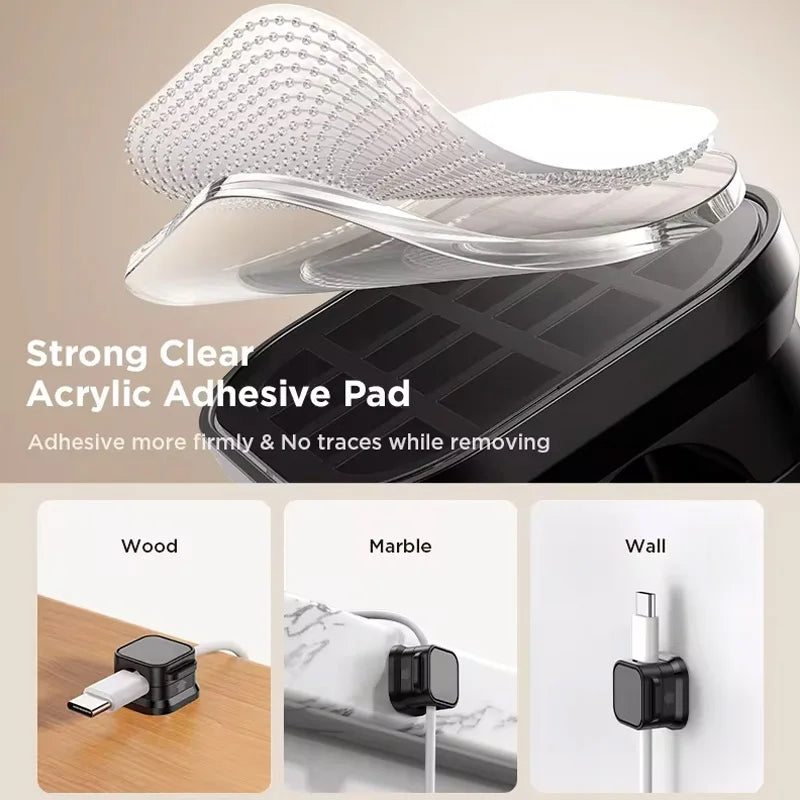 Magnetic Cable Clip Set (6-Pack) – Adjustable Cord Holders for Desks & Workspaces