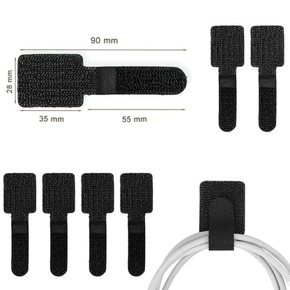 Velcro Cable Ties (Reusable 10-Pack) – Nylon Fastening Straps for Cord & Wire Management