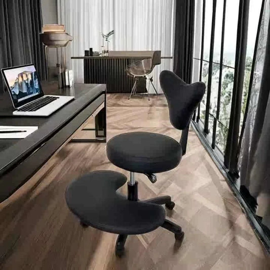 Ergonomic Cross-Legged Desk Chair with Wheels – Adjustable Seat for Home or Office