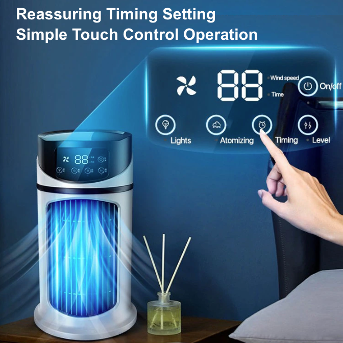 Mini Water-Cooling Desktop Fan – 3-in-1 Air Cooler, Humidifier &a Purifier