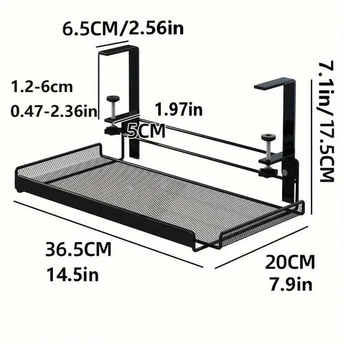 Under-Desk Mesh Cable Tray – No-Drill Metal Organizer for Wires & Power Strips