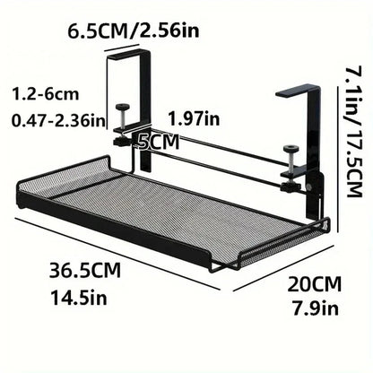 Under-Desk Mesh Cable Tray – No-Drill Metal Organizer for Wires & Power Strips