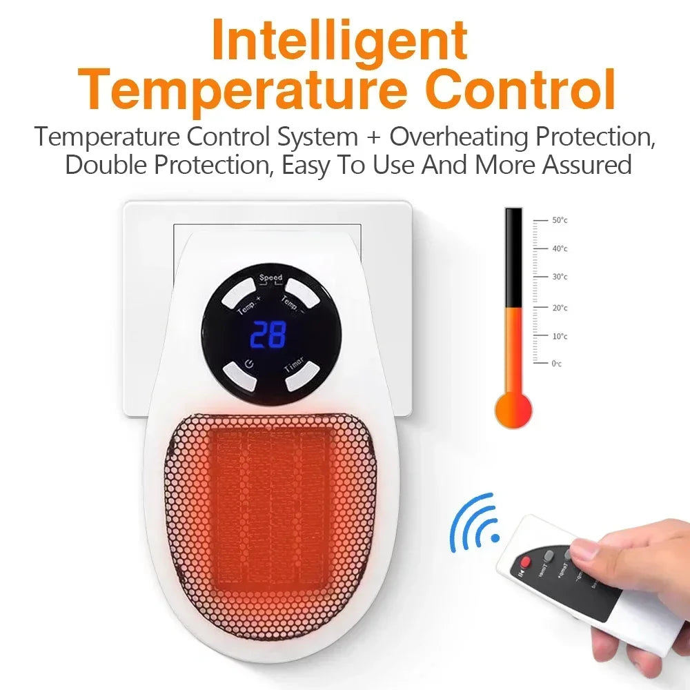 Remote for Wall Plug Mini Heater with Digital Thermostat & Timer – 450W Compact Heat Boost