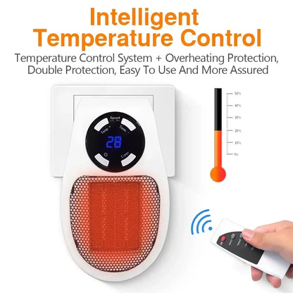 Remote for Wall Plug Mini Heater with Digital Thermostat & Timer – 450W Compact Heat Boost