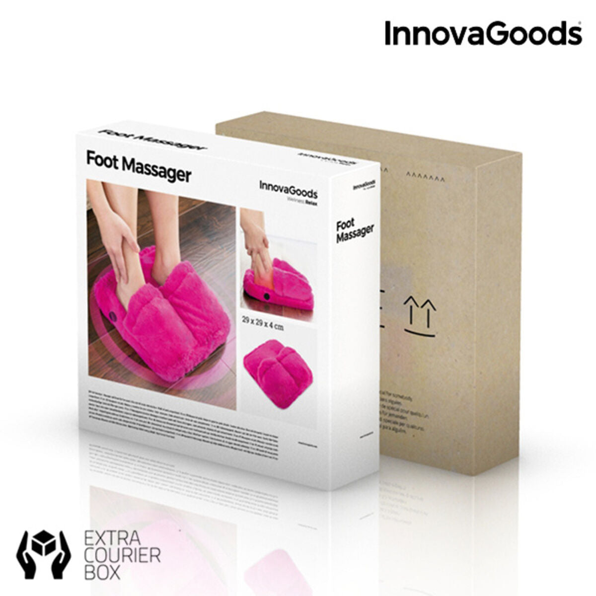 InnovaGoods Plush Electric Foot Massager – Ergonomic, Heated, & Washable Comfort