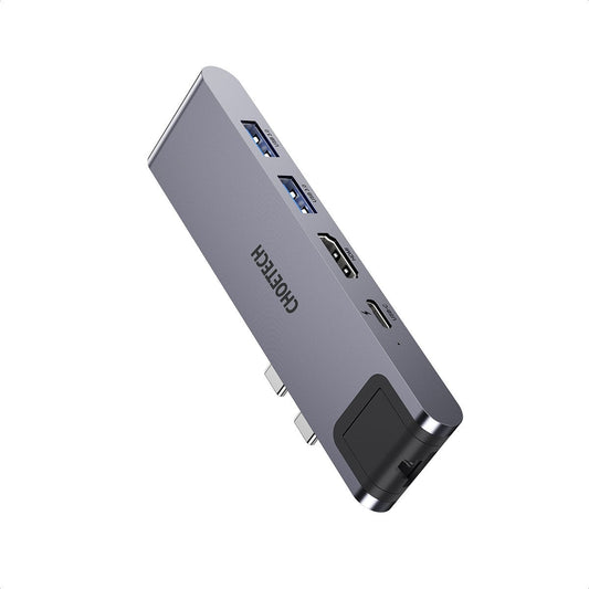 CHOETECH 7-in-2 USB-C Hub for MacBook Pro/Air – HDMI, Thunderbolt 3, Ethernet, SD Card, USB 3.0