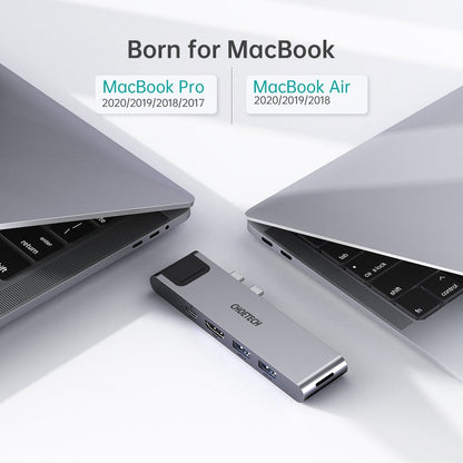 CHOETECH 7-in-2 USB-C Hub for MacBook Pro/Air – HDMI, Thunderbolt 3, Ethernet, SD Card, USB 3.0