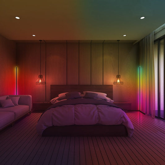RGB LED Corner Floor Lamps – Remote Controlled, Mood-Setting Light