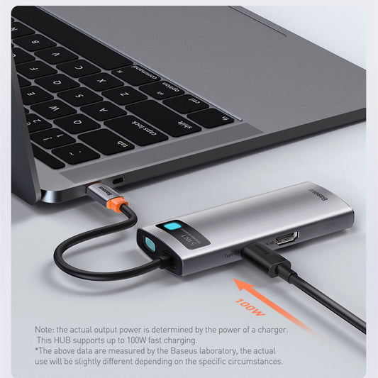 5-in-1 USB-C Docking Station – Space Gray Aluminum Hub for Laptops & Devices