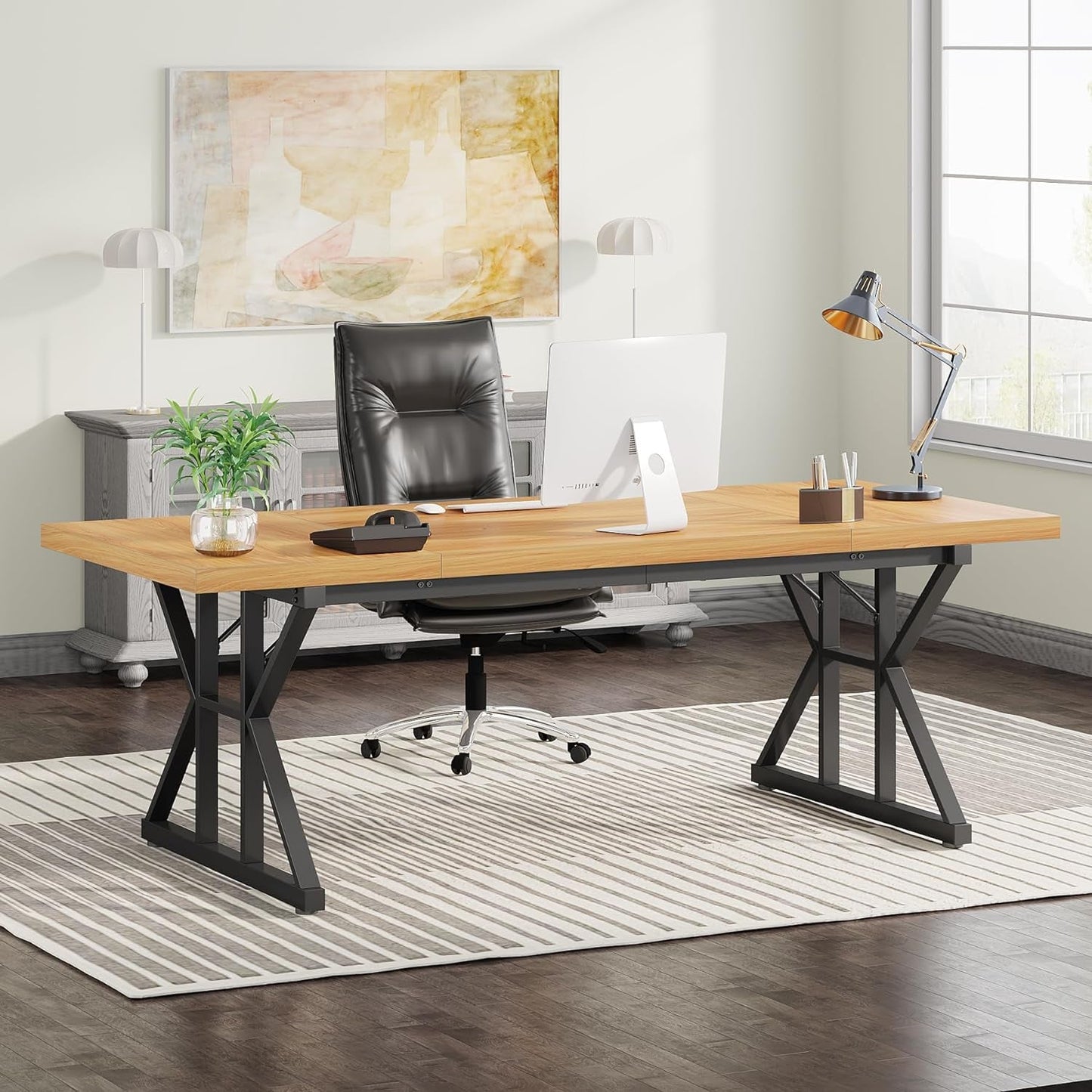 70.8-Inch Executive Desk, Large Computer Office Desk Workstation,