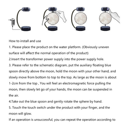 Magnetic Levitation Moon Lamp – LED Rotating Dangling Light with Touch Control