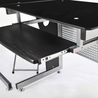64 inch Modern Glassed-Topped L-Shaped Corner Desk with Interchangeable Sides