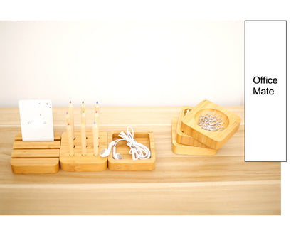 Bamboo Desktop Organizer – 6 Modular Blocks for Custom Desk Control