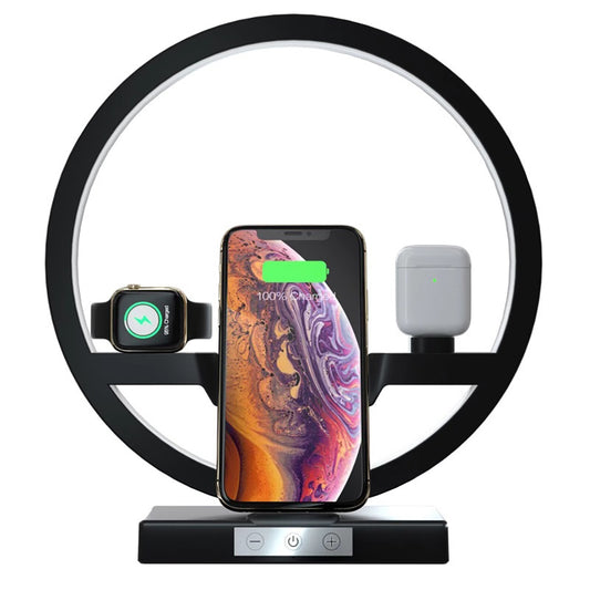 3-in-1 Wireless Charging Dock with LED Lamp – Phone, Watch & Earbuds Station
