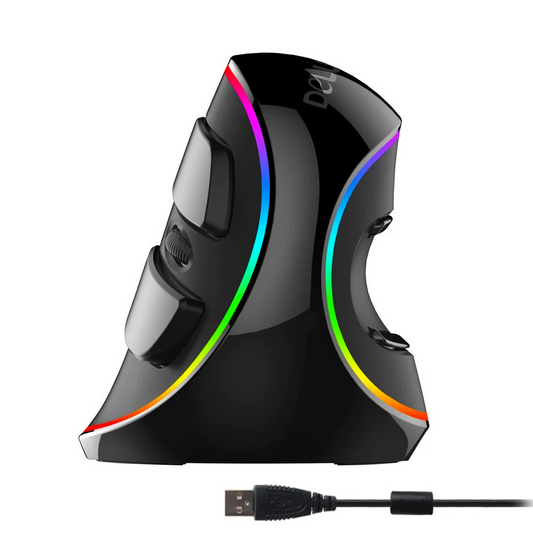 RGB Vertical Wired Mouse – Ergonomic Gaming Mouse with Adjustable DPI & LED Glow