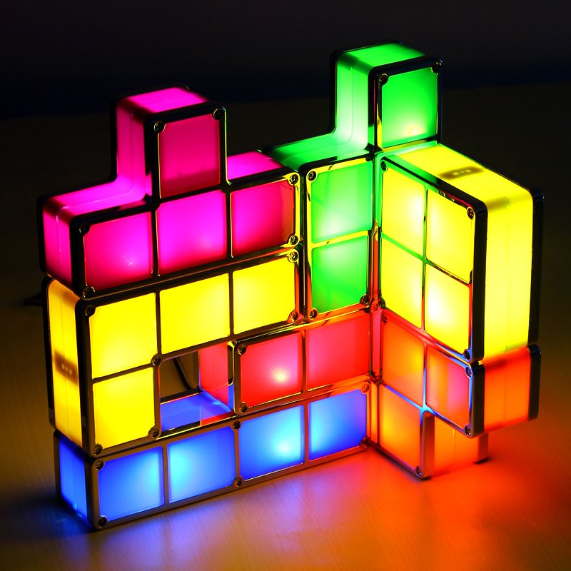 TetrisStack LED Desk Lamp – Modular Puzzle Light with 7 Interlocking Blocks