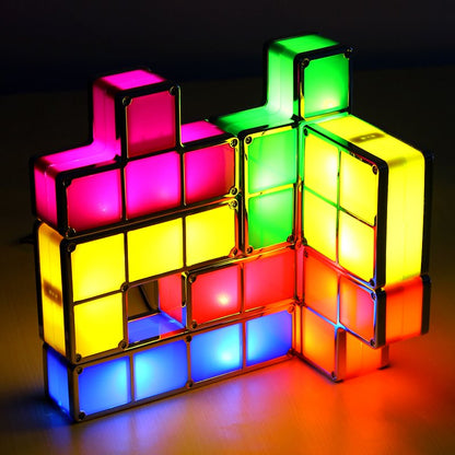 TetrisStack LED Desk Lamp – Modular Puzzle Light with 7 Interlocking Blocks