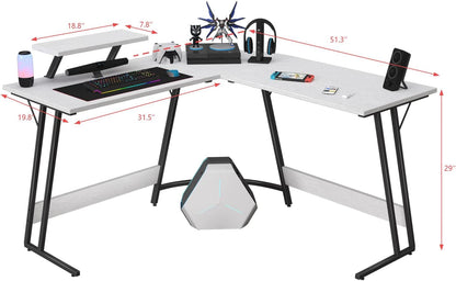 51 inch L Shaped Gaming Desk Computer Corner Desk PC Gaming Desk Table with