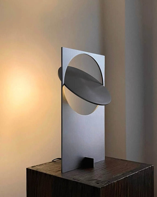Sunset Glow Metal Table Lamp – Ambient Steel Lighting for Bedroom & Studio Aesthetics